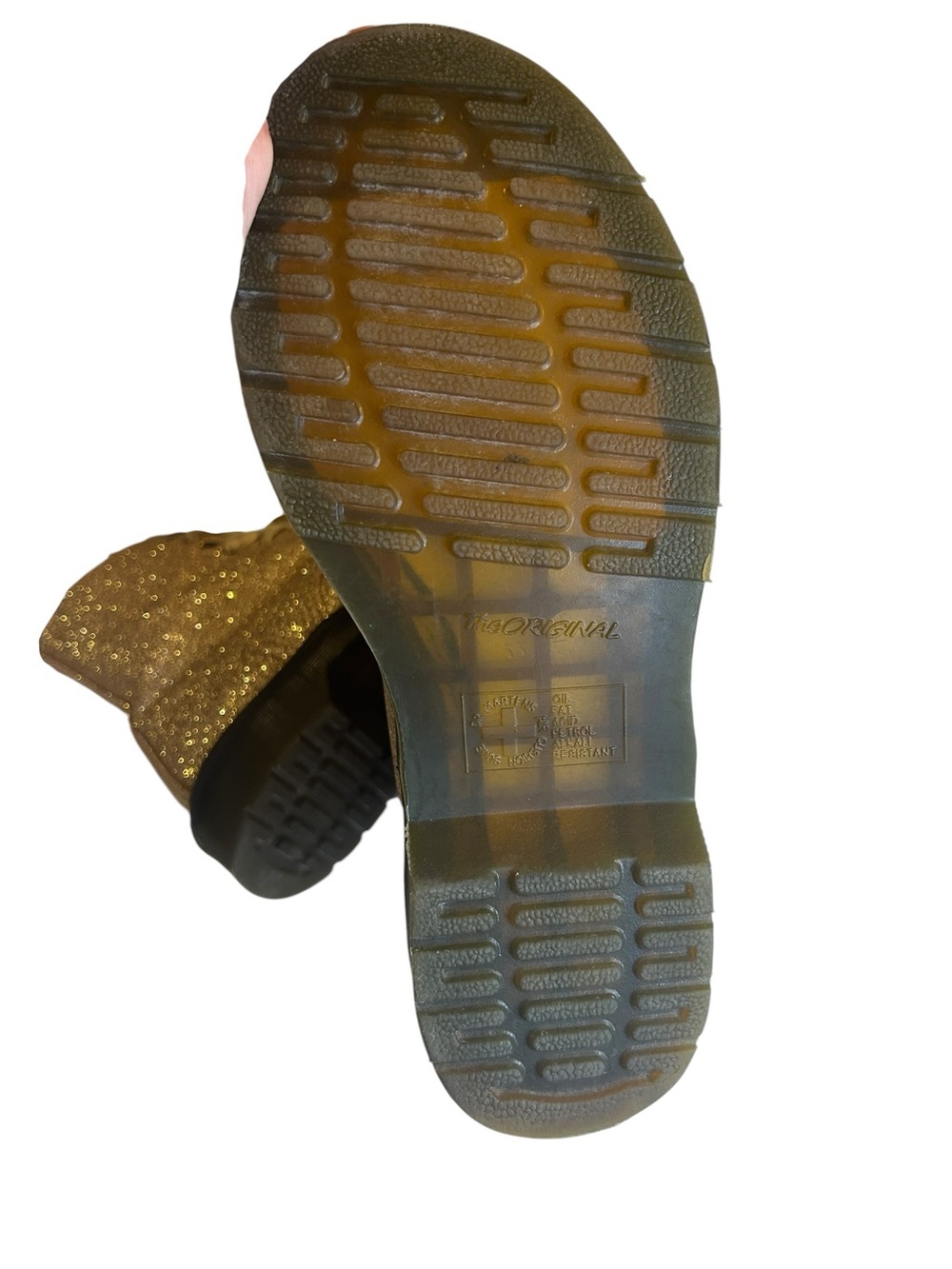 Dr. Martens 1460 Pascal Glitter Boots Gold Champagne Ribbon Lace Size US 7 Women - Picture 7 of 9